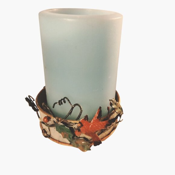 Decorative Metal Candle holder Cardinal Bird Leaf Rustic Cottage Cabin Lodge - Picture 8 of 9